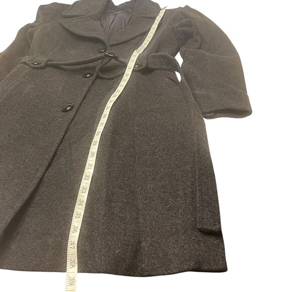 DKNY Charcoal Wool Cashmere Coat Belted Long Overcoat Size 12 NWOT Quiet Luxury - Picture 5 of 11